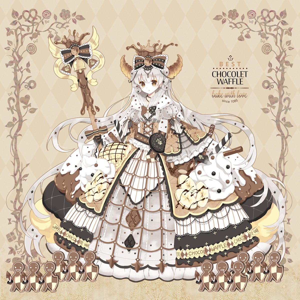 dress, horns, lolita_fashion, pocketland, rednian, weapon