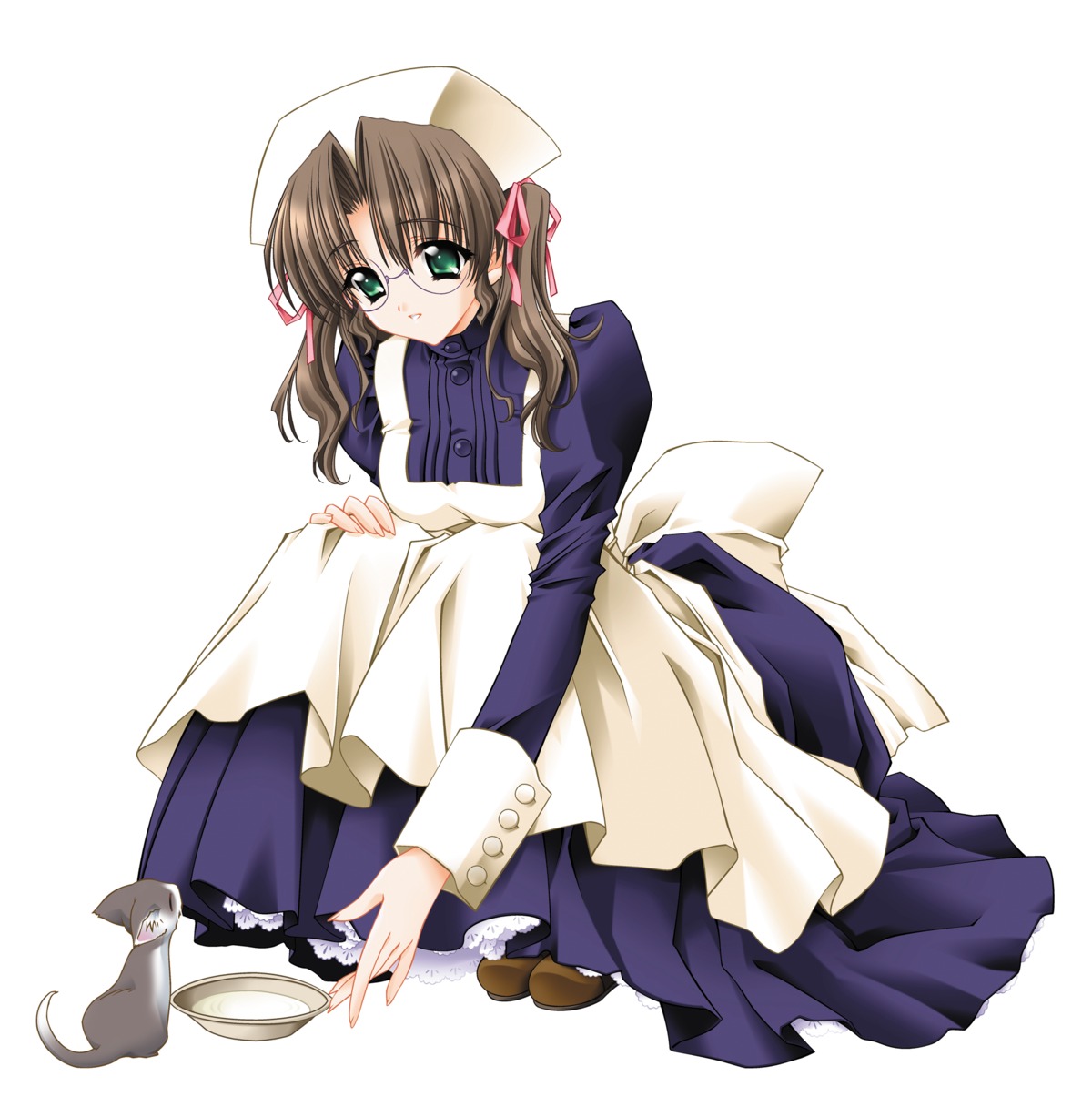 carnelian, harukawa_tomomi, kao_no_nai_tsuki, maid, megane, neko, orbit