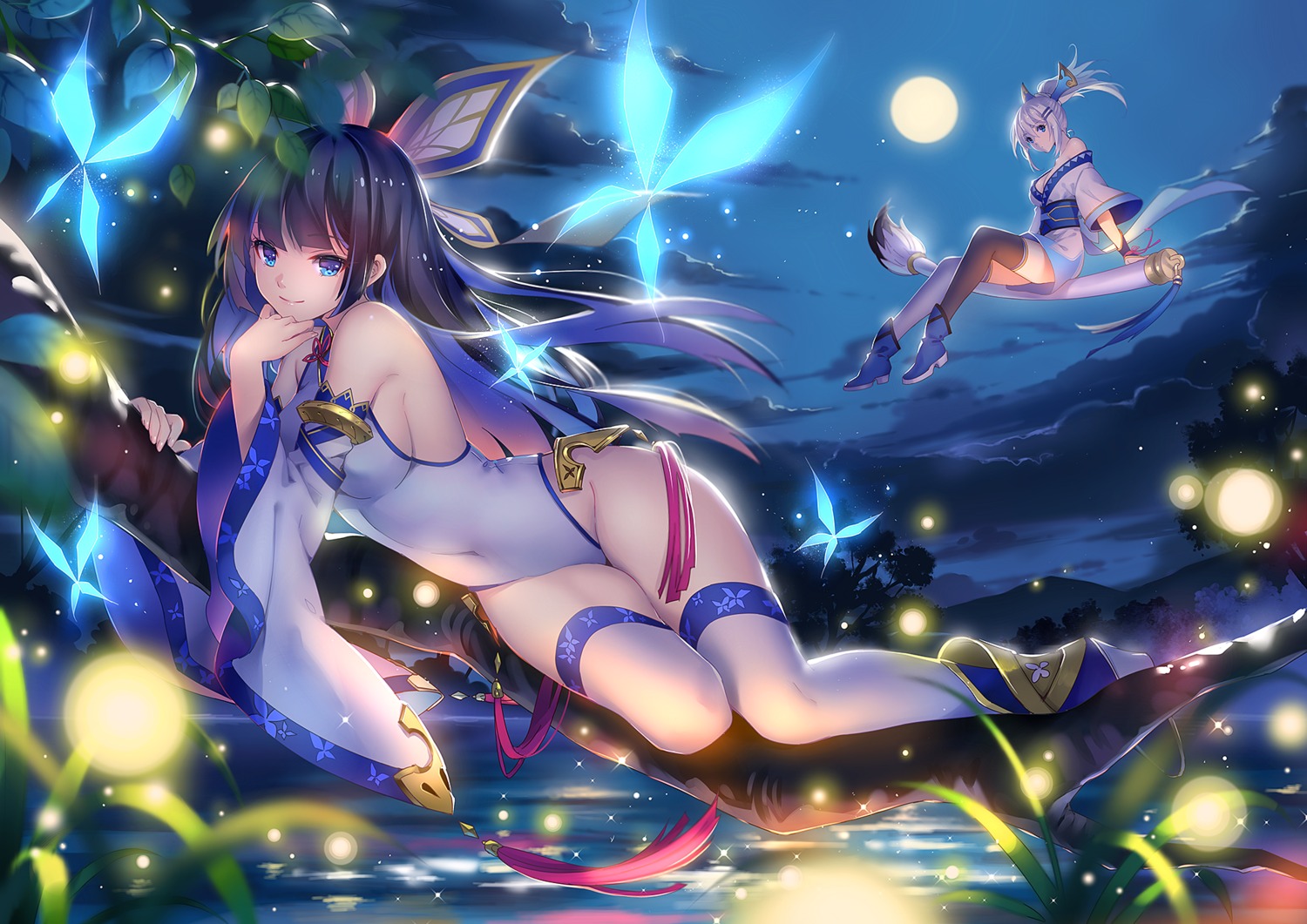 cleavage, leotard, no_bra, nopan, open_shirt, sangai_senki, thighhighs, tidsean