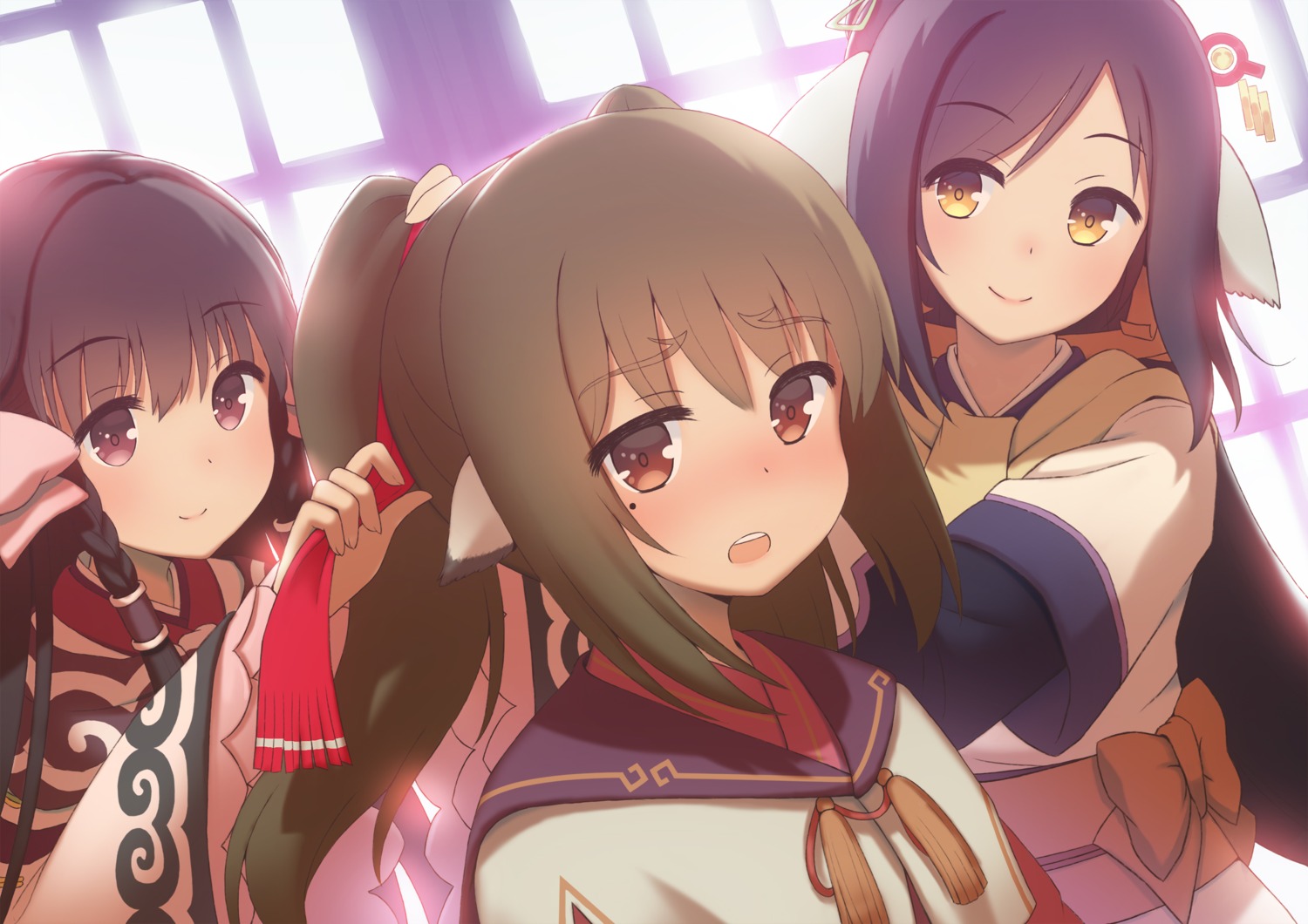 animal_ears, asian_clothes, fukuro_ko_(greentea), kuon_(utawarerumono), nekone_(utawarerumono), rurutie_(utawarerumono), utawarerumono, utawarerumono_itsuwari_no_kamen