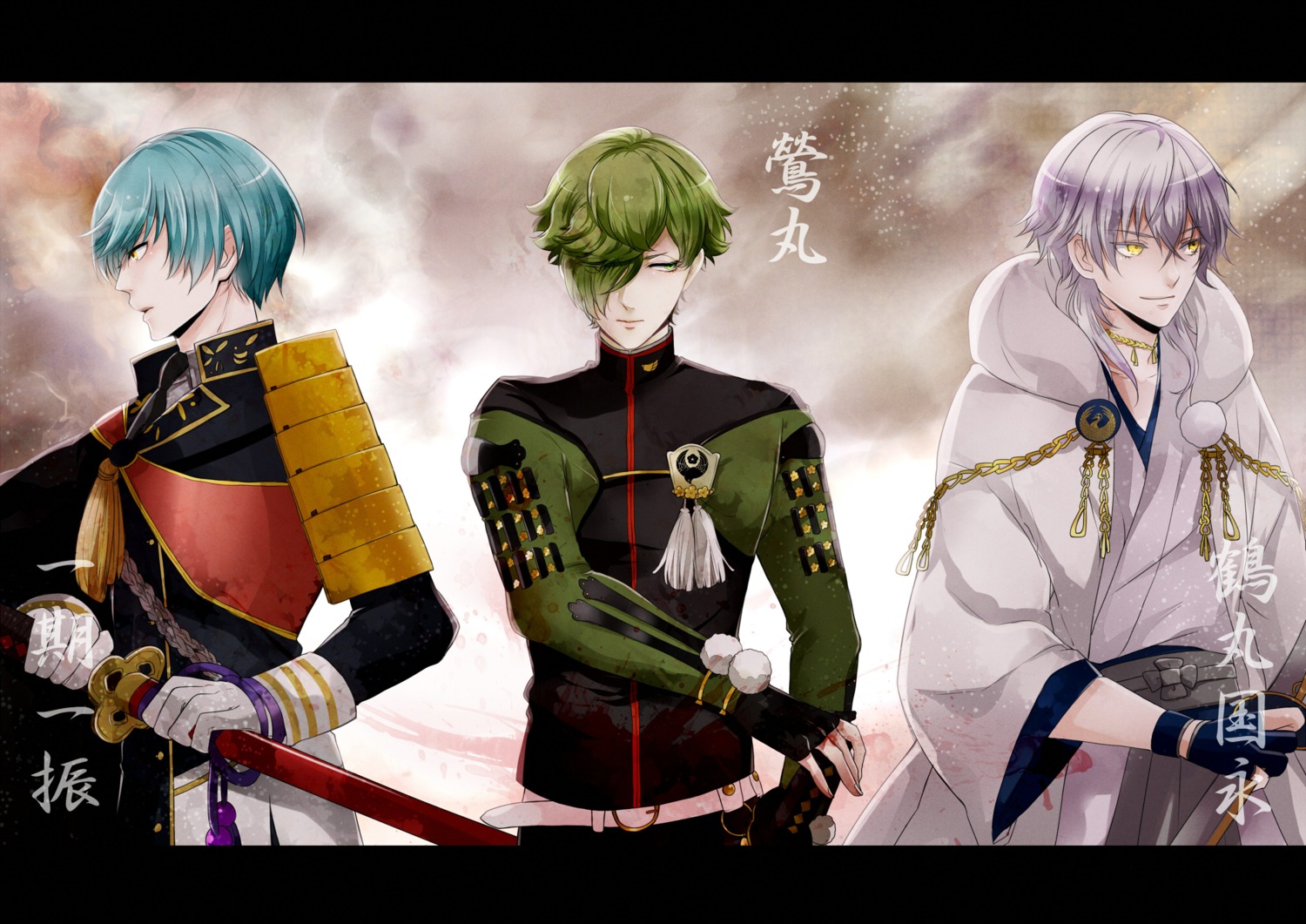 ichigo_hitofuri, japanese_clothes, male, sword, touken_ranbu, tsurumaru_kuninaga, uguisumaru, uniform