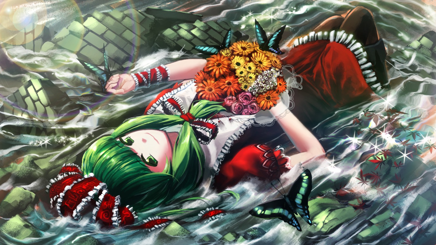 hijiwryyyyy, kagiyama_hina, pantyhose, touhou, wallpaper, wet