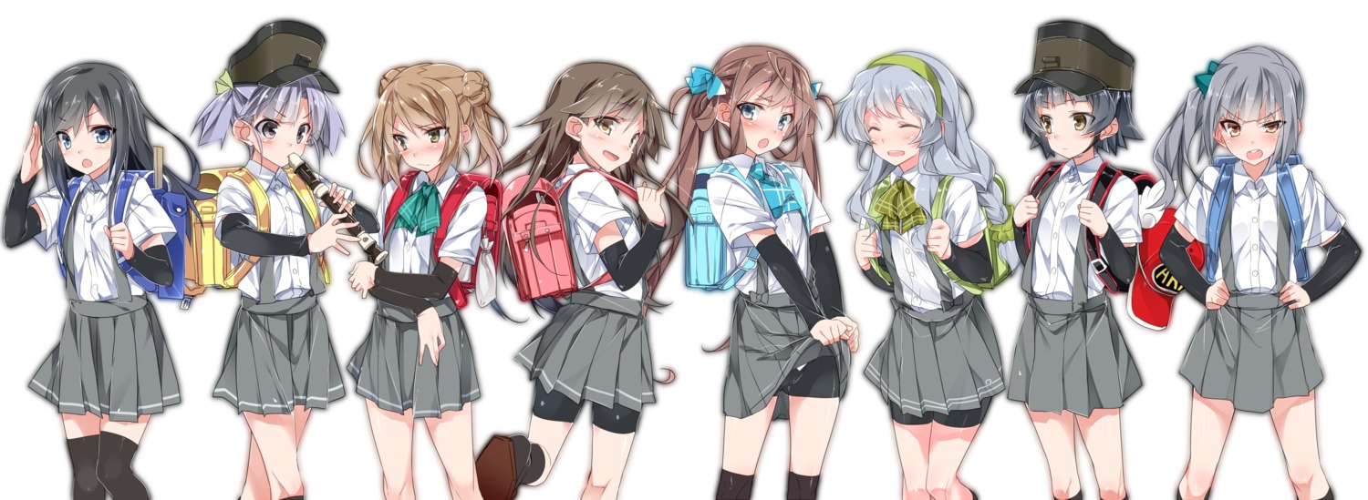 arare_(kancolle), arashio_(kancolle), asagumo_(kancolle), asashio_(kancolle), bike_shorts, kantai_collection, kasumi_(kancolle), michishio_(kancolle)
