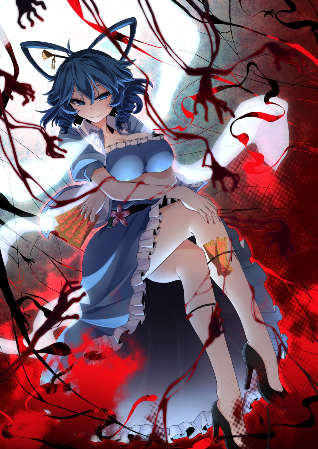 cleavage, dress, heels, kaku_seiga, rihito_(usazukin), touhou