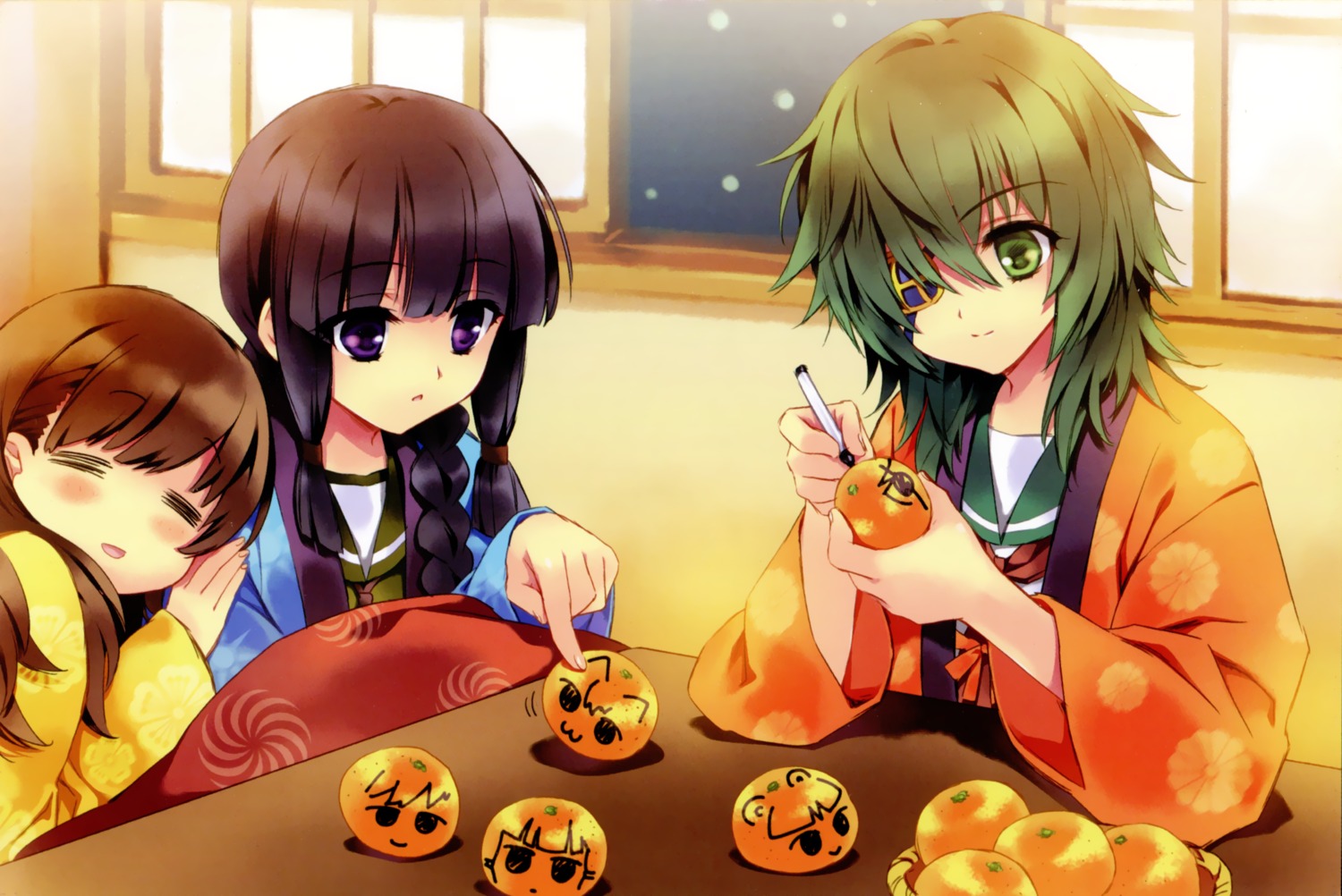 carnelian, eyepatch, japanese_clothes, kantai_collection, kimono, kiso_(kancolle), kitakami_(kancolle), ooi_(kancolle)