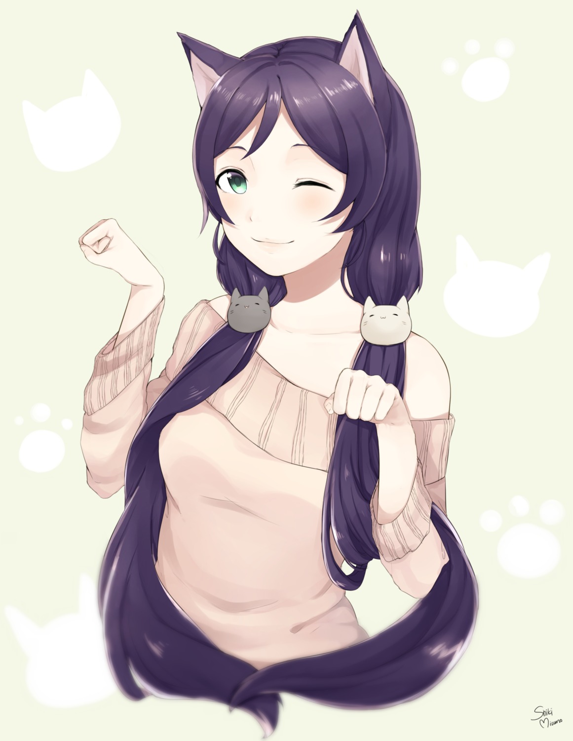 animal_ears, love_live!, love_live!_(series), mizuno_iro, nekomimi, sweater, toujou_nozomi