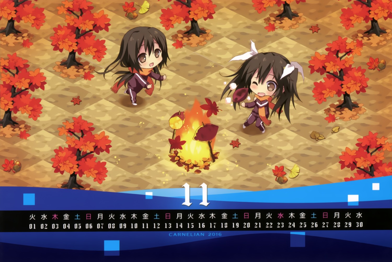 calendar, carnelian, chibi, chikuma_(kancolle), kantai_collection, tone_(kancolle)