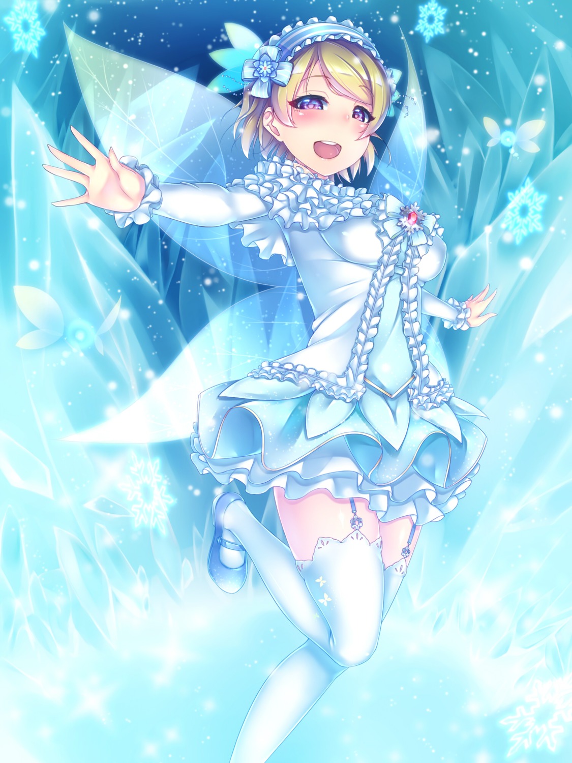 gacchu, koizumi_hanayo, love_live!, love_live!_(series), stockings, thighhighs, wings