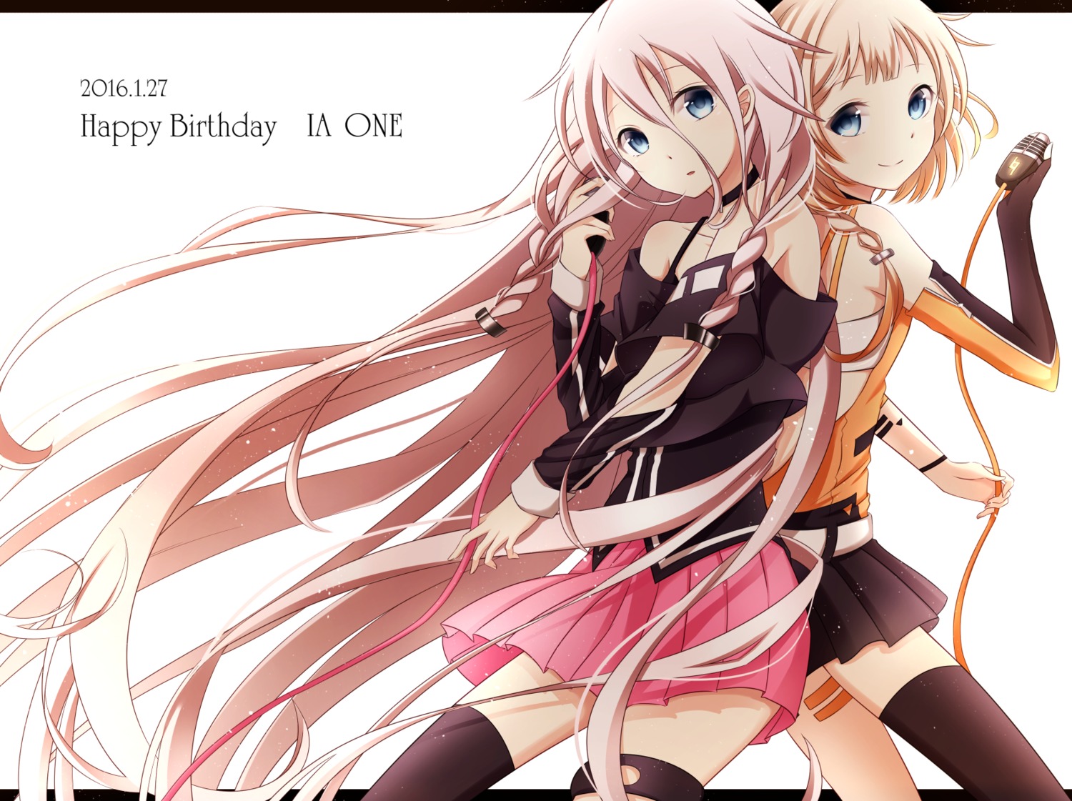 cevio, ia_(vocaloid), one_(vocaloid), tattoo, thighhighs, vocaloid, yamagara