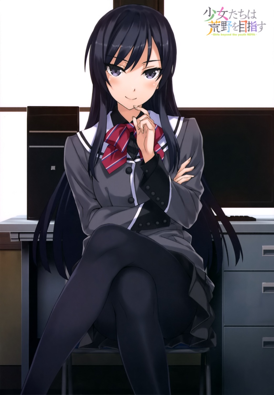 kuroda_sayuki, matsuryuu, pantyhose, seifuku, shoujo-tachi_wa_kouya_wo_mezasu