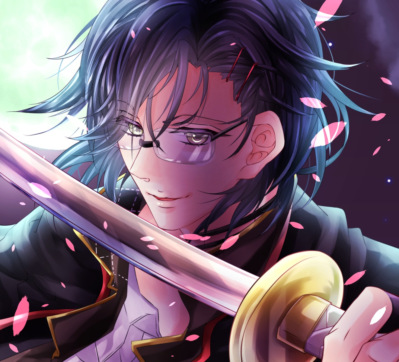 akashi_kuniyuki, male, megane, mototakae, sword, touken_ranbu