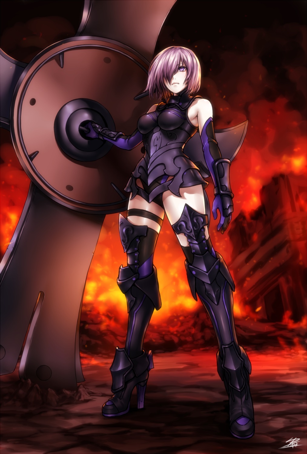 armor, fate/grand_order, heels, mash_kyrielight, thighhighs, yusuki_(fukumen)
