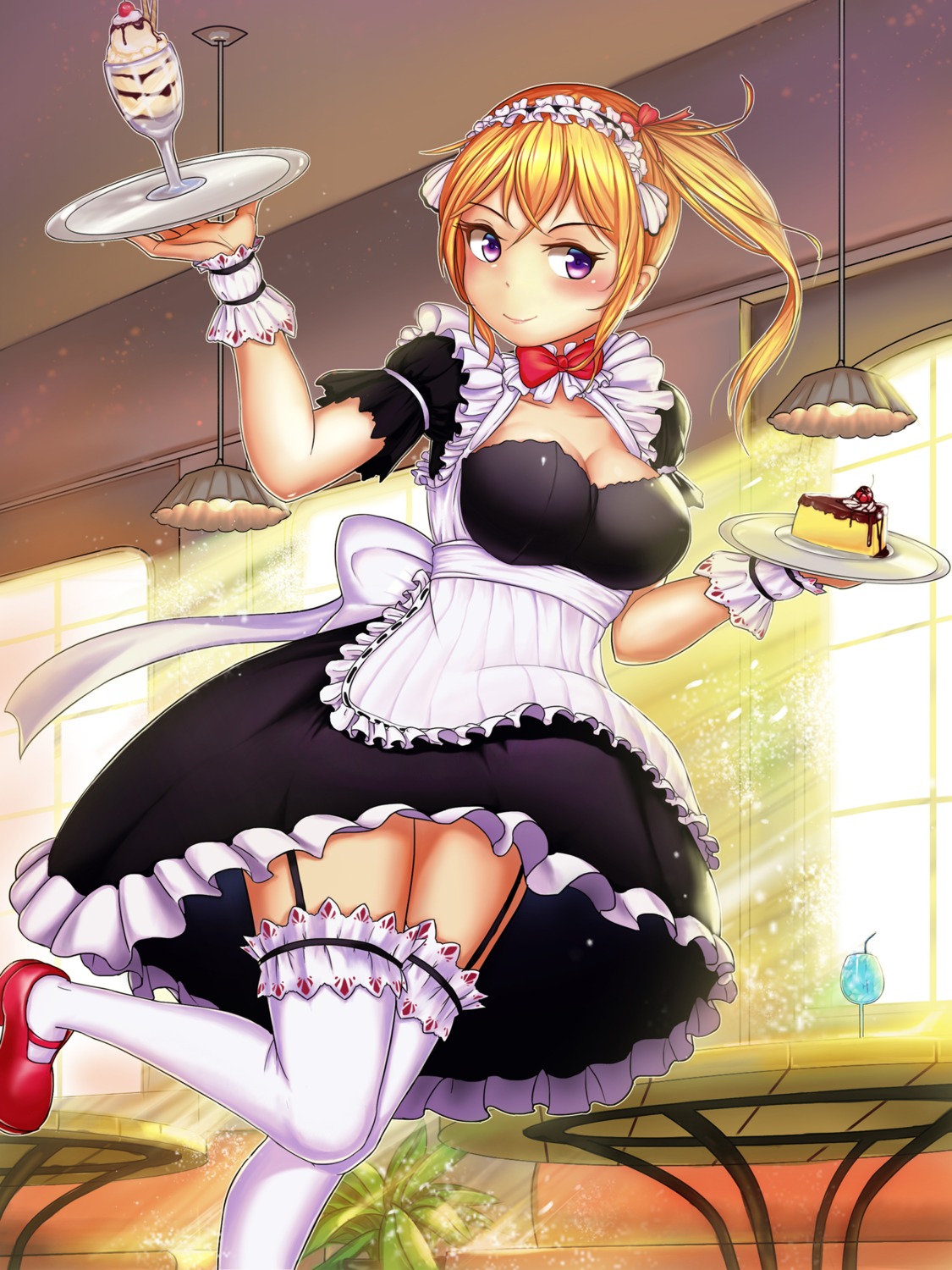 blak_at, cleavage, maid, stockings, thighhighs