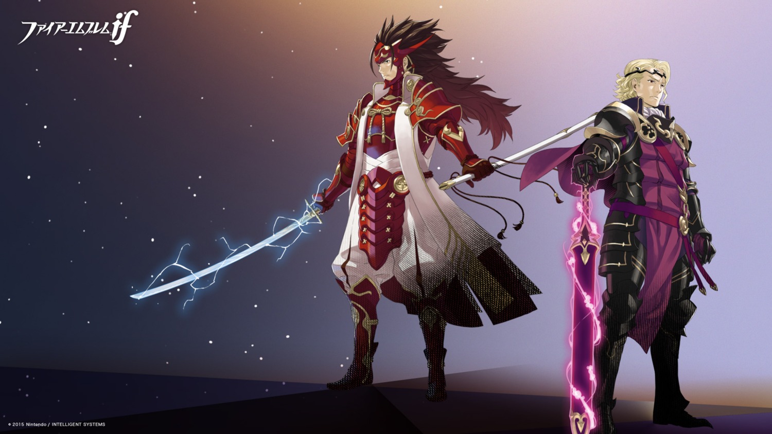armor, fire_emblem, fire_emblem_if, kozaki_yuusuke, nintendo, ryoma_(fire_emblem), sword, wallpaper, xander_(fire_emblem)