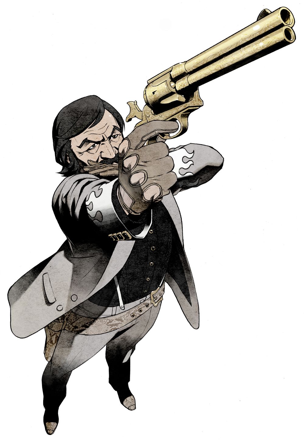 doctor_peace, gun, kozaki_yuusuke, male, no_more_heroes, open_shirt