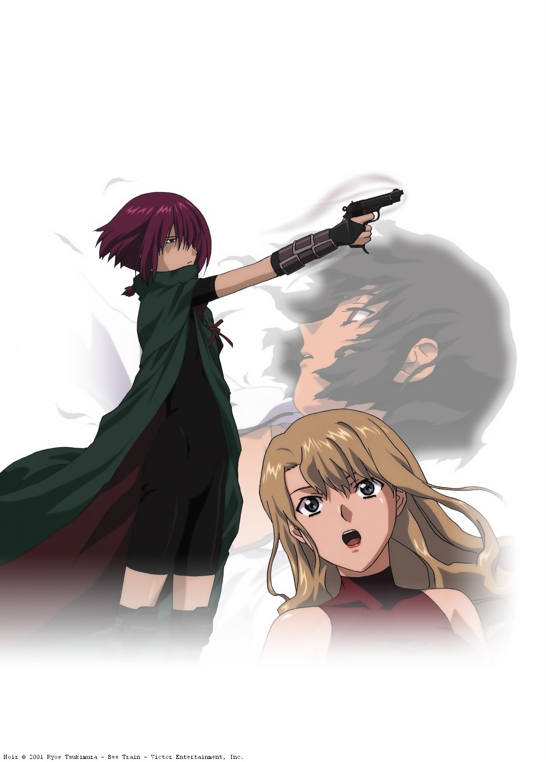 bodysuit, chloe_(noir), gun, mireille_bouquet, noir, thighhighs, yuumura_kirika