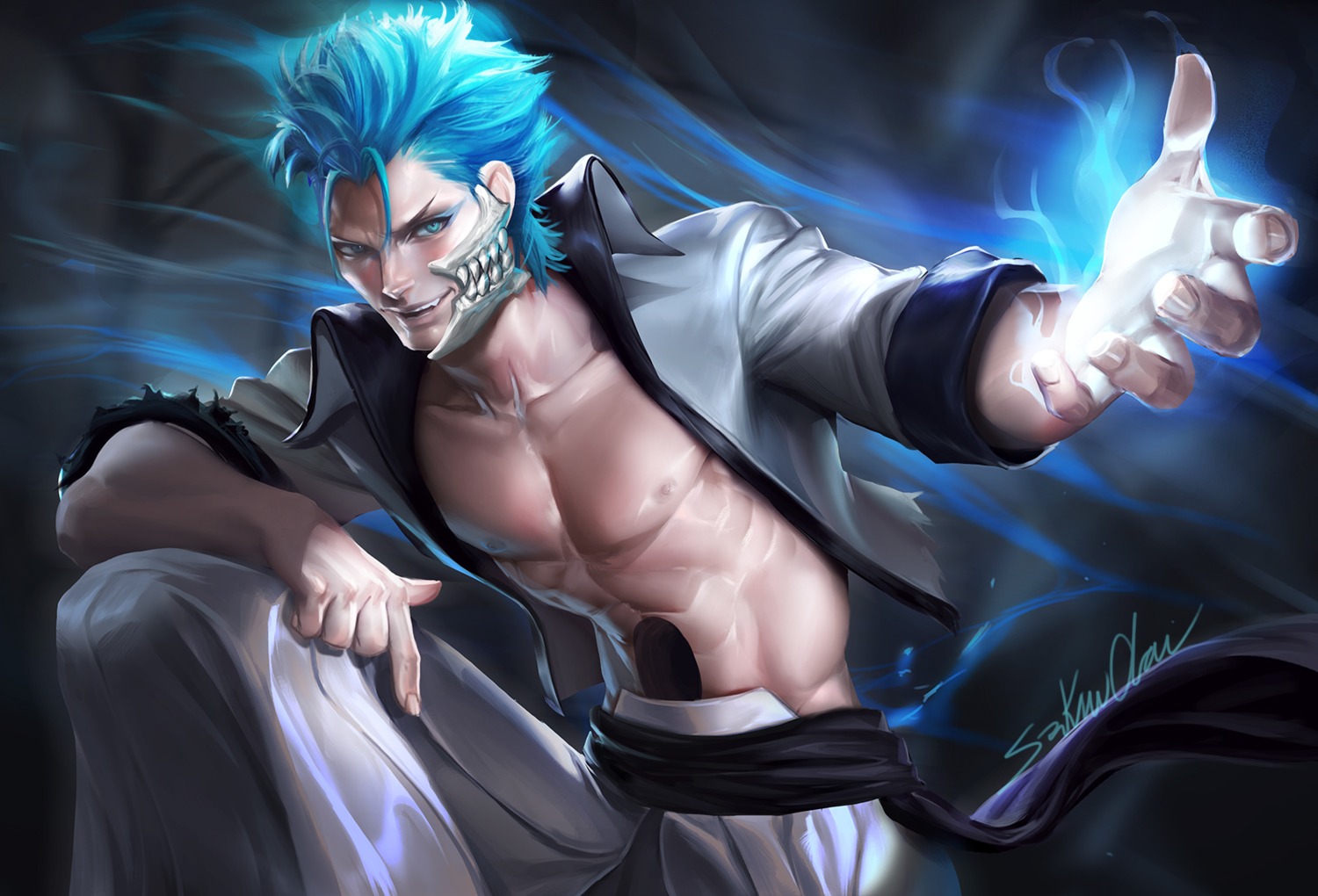 bleach, grimmjow_jeagerjaques, male, sakimichan