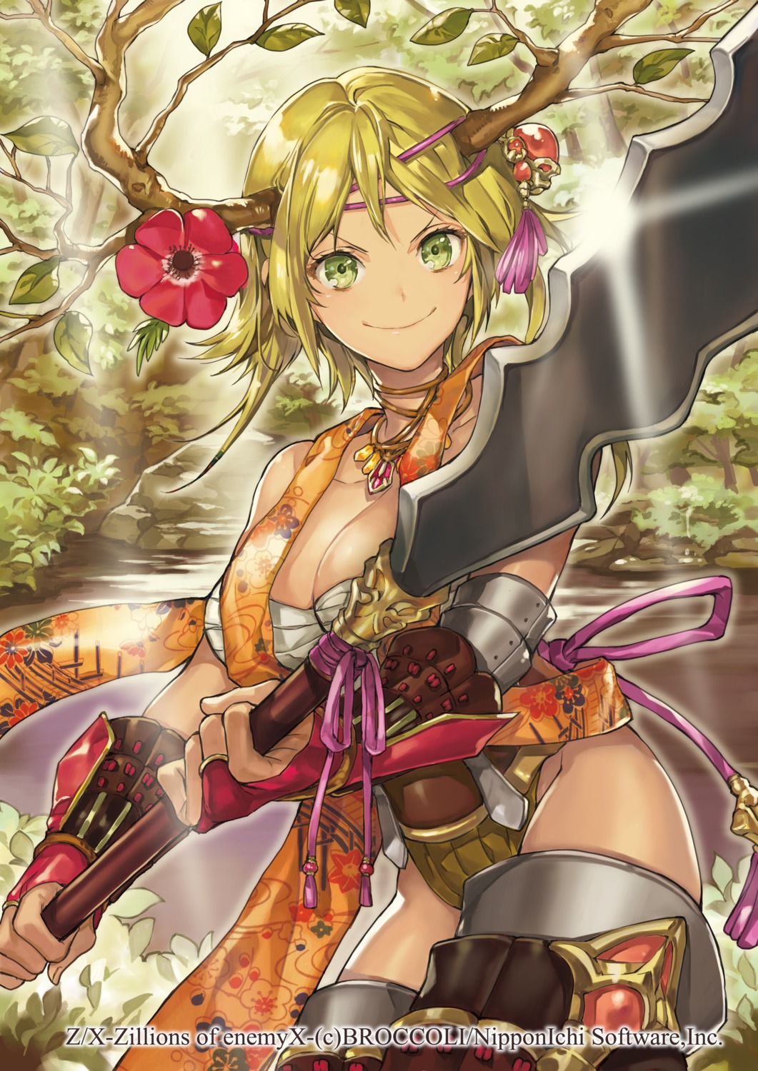 armor, cleavage, kochimo, nopan, sarashi, thighhighs, weapon, z/x_zillions_of_enemy_x