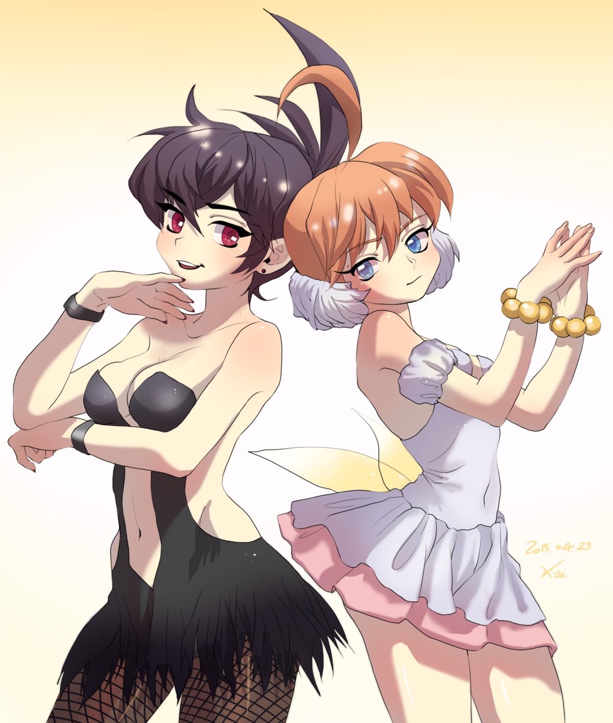 arima_ahiru, cleavage, dodmsdk, fishnets, kuroha_rue, no_bra, pantyhose, princess_tutu