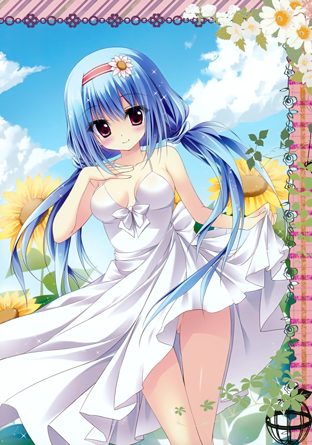 ame_zaiku, cleavage, dress, no_bra, nopan, shiramori_yuse, skirt_lift, summer_dress