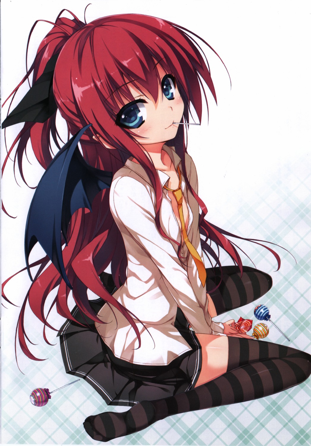 koakuma_teeri_to_kyuuseishu!?, no_bra, open_shirt, raw_scan, screening, thighhighs, tomose_shunsaku