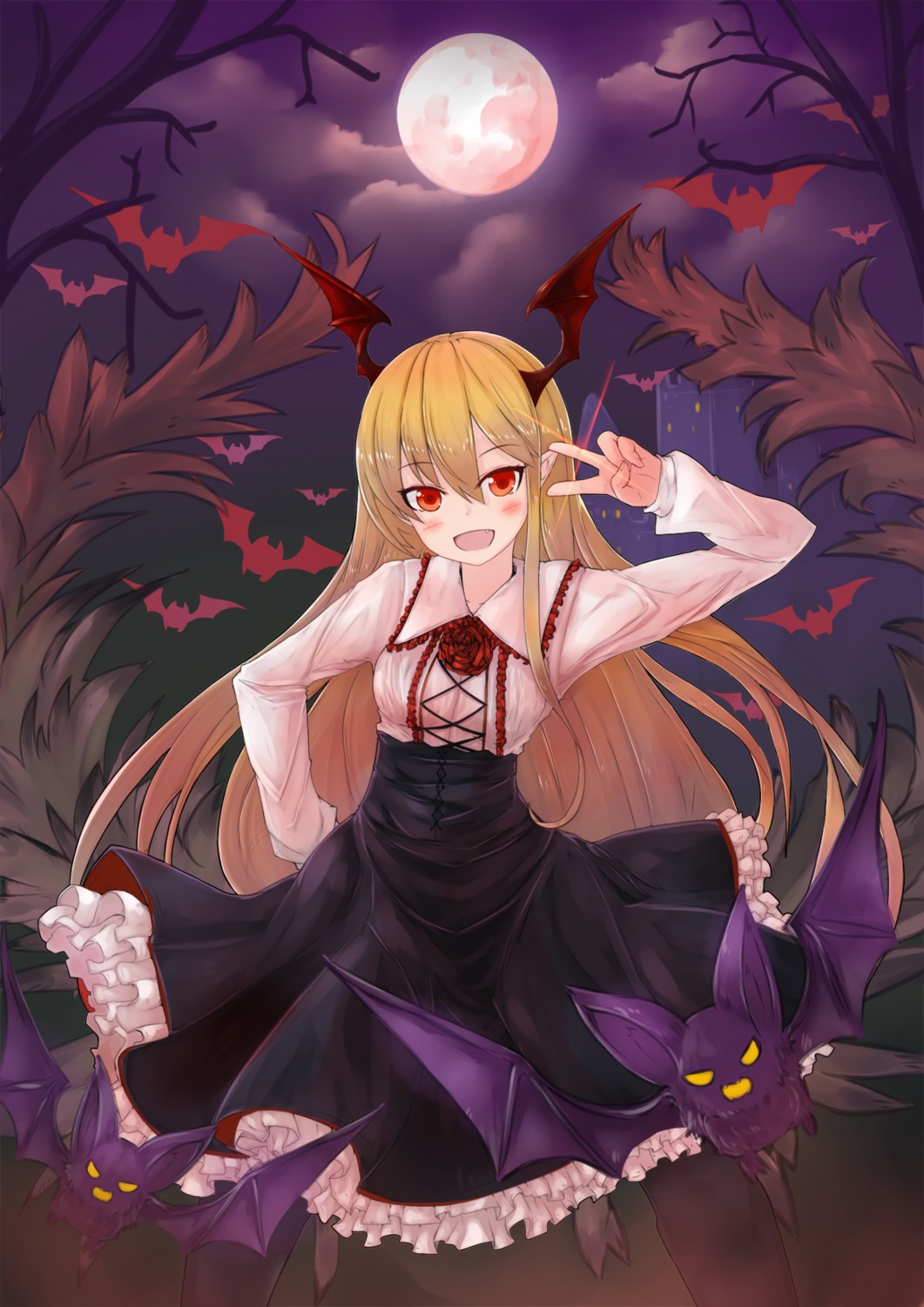 granblue_fantasy, kuronekonero, pantyhose, pointy_ears, vampy_(shingeki_no_bahamut), wings