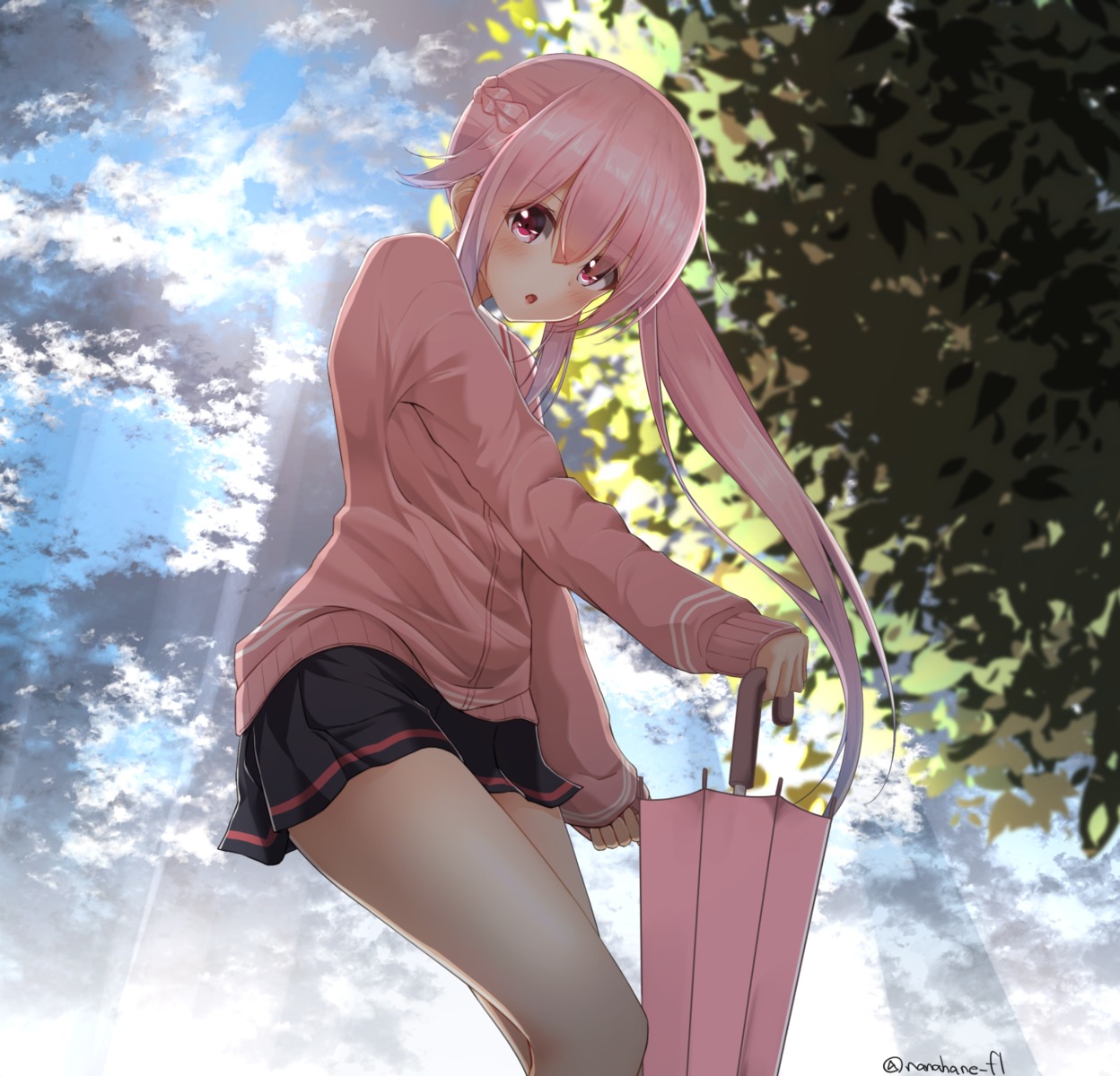 harusame_(kancolle), kantai_collection, nanahane_fl, seifuku, sweater, umbrella