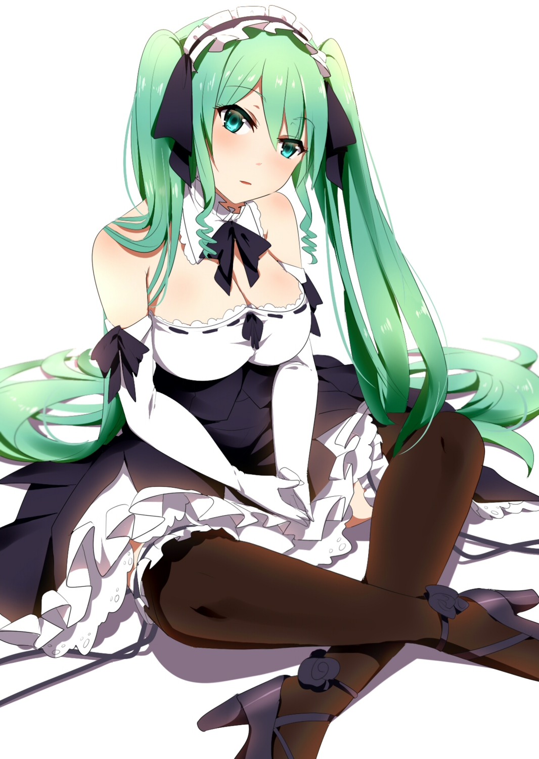 cleavage, dress, heels, maid, thighhighs, umakatsuhai