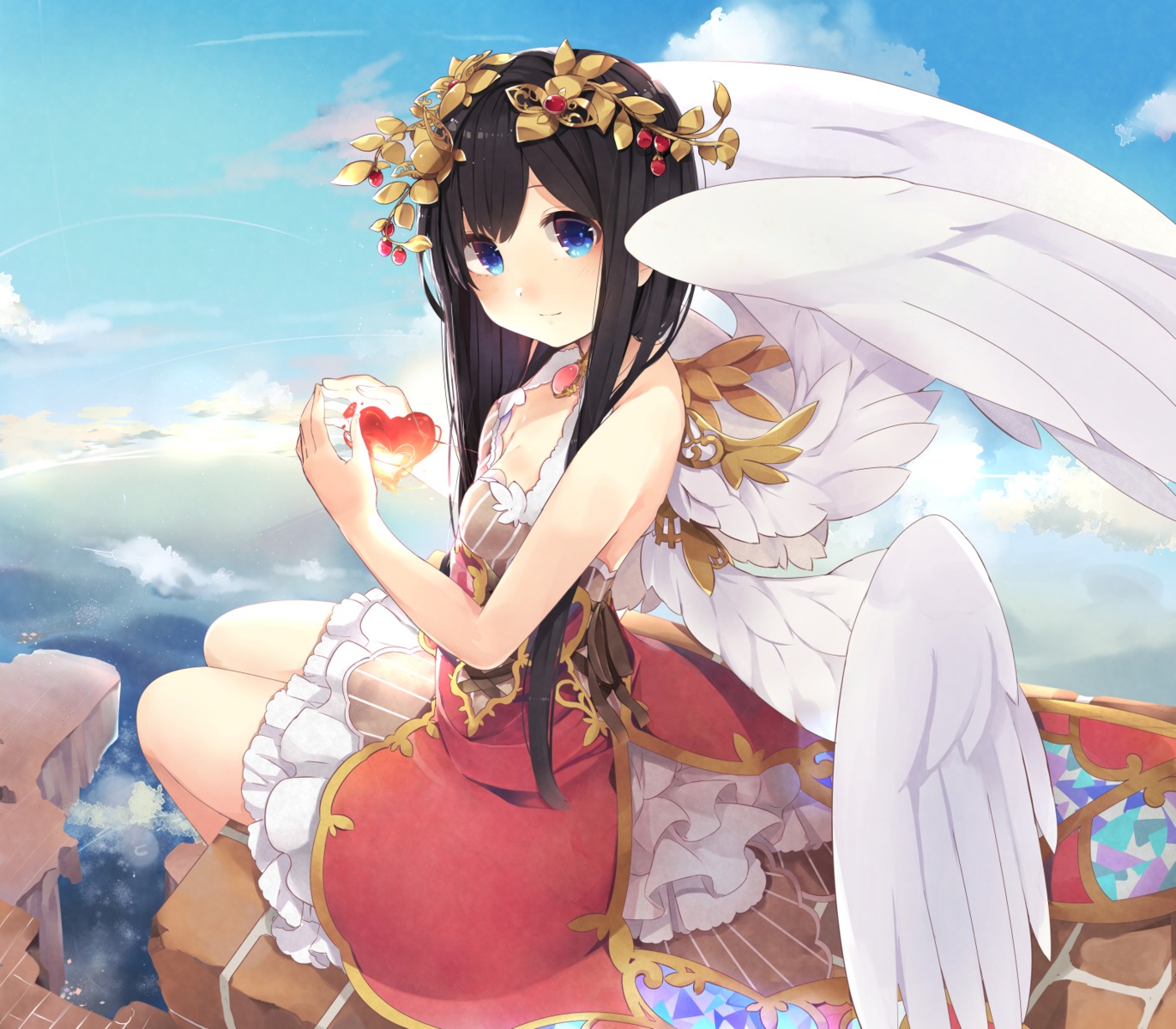 ao_no_neko, cleavage, dress, wings