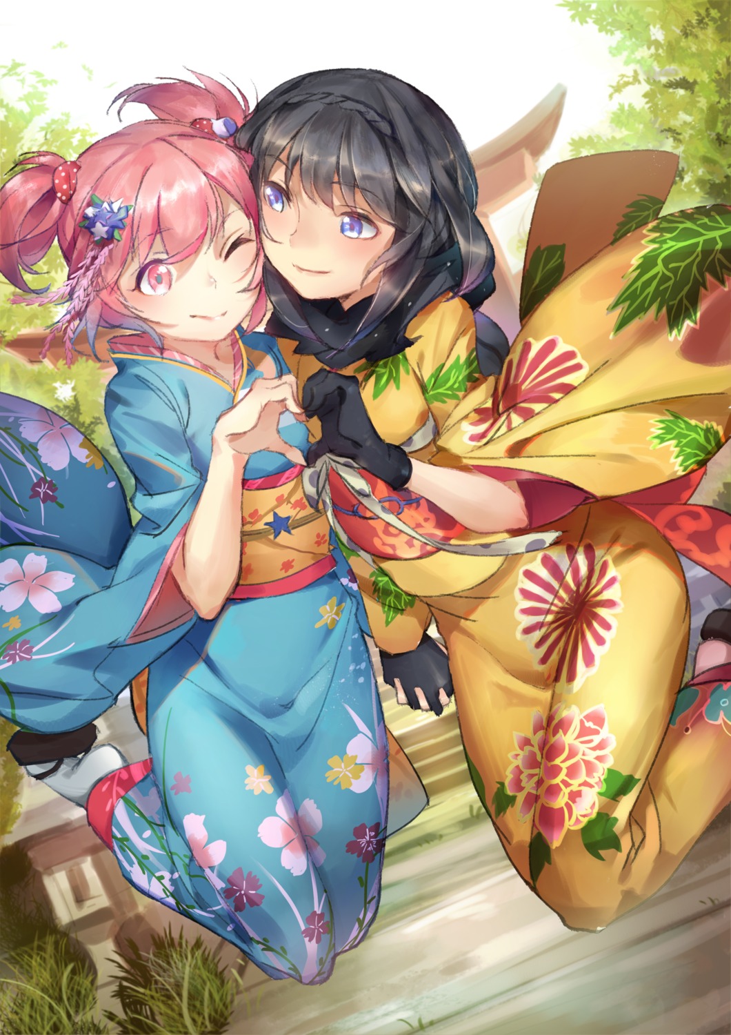 akemi_homura, kaname_madoka, kimono, mahou_shoujo_madoka_magica, pg_(pgouwoderen)