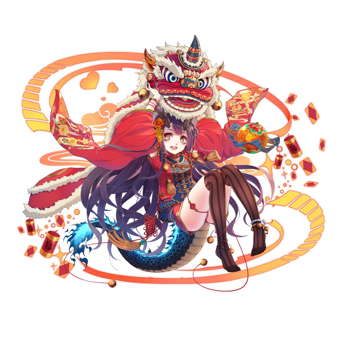 horns, tail, thighhighs, wait