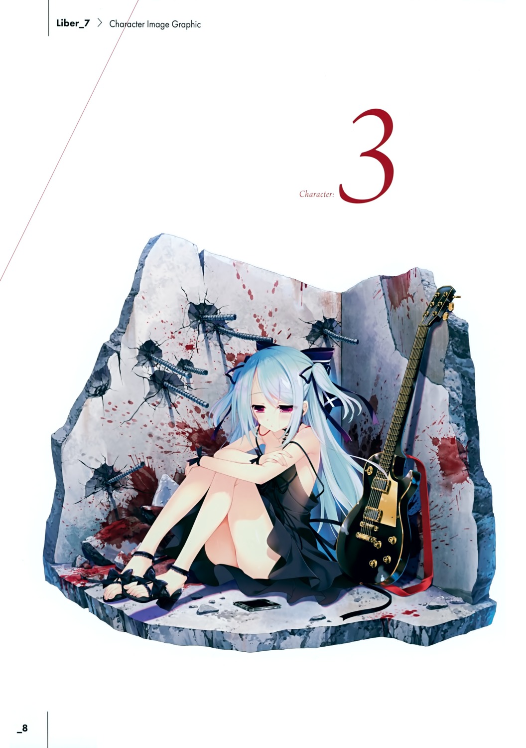 dress, guitar, heels, ichijou_kurea, lass, liber_7, moriyama_shijimi, no_bra