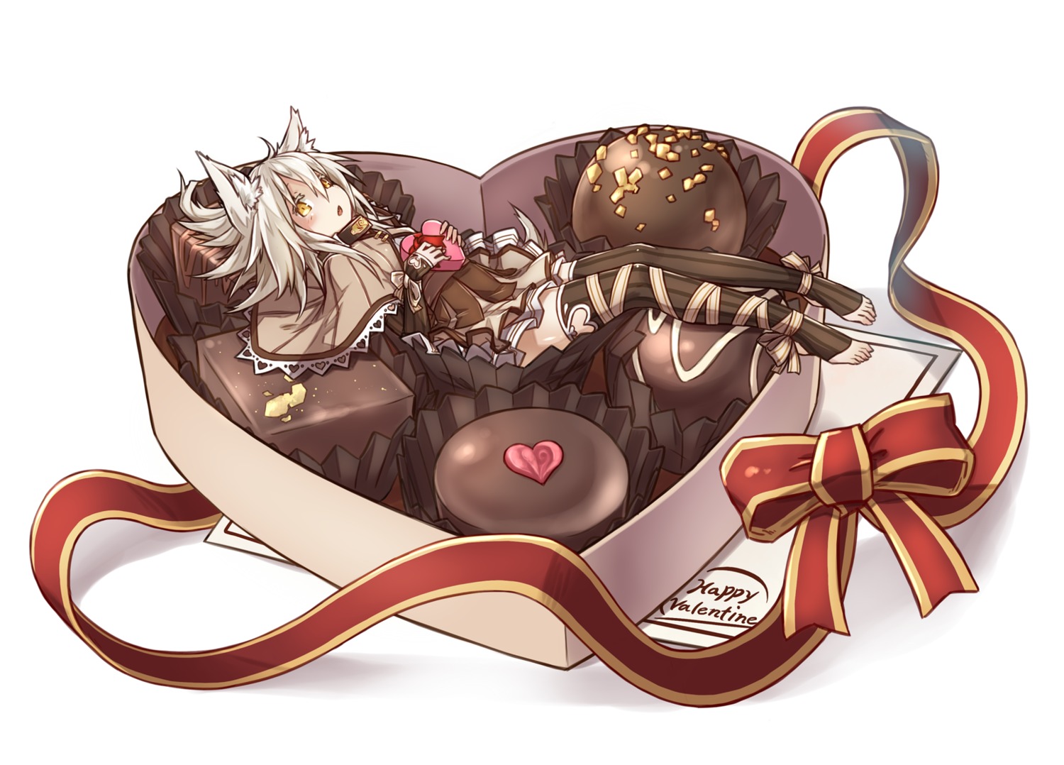 animal_ears, kazana_(sakuto), thighhighs, valentine