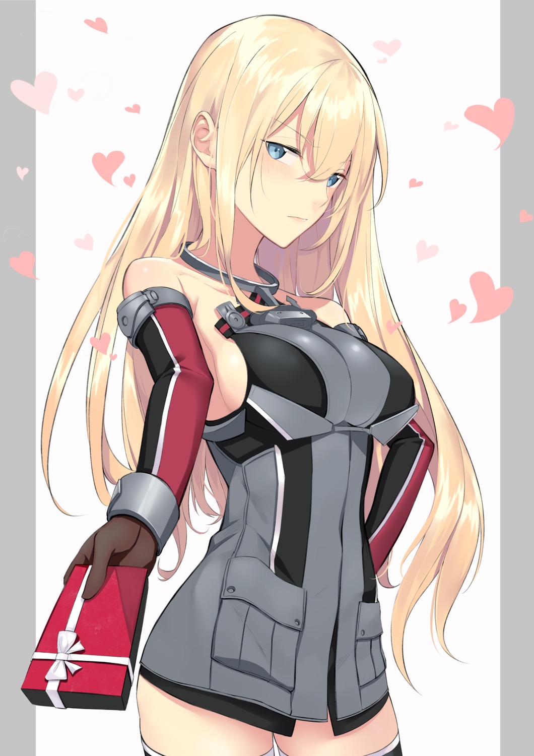 bismarck_(kancolle), kantai_collection, no_bra, thighhighs, uniform, valentine, yagitome87