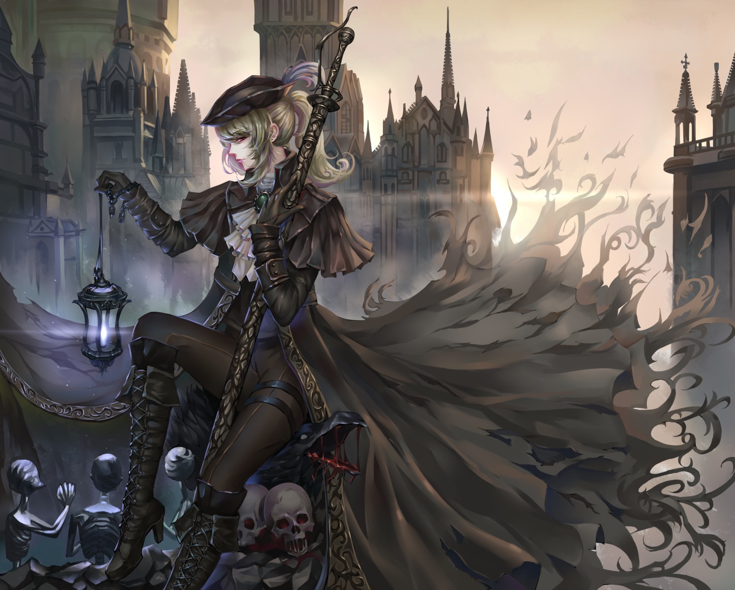 aaeru, bloodborne, heels, lady_maria_of_the_astral_clocktower, sword