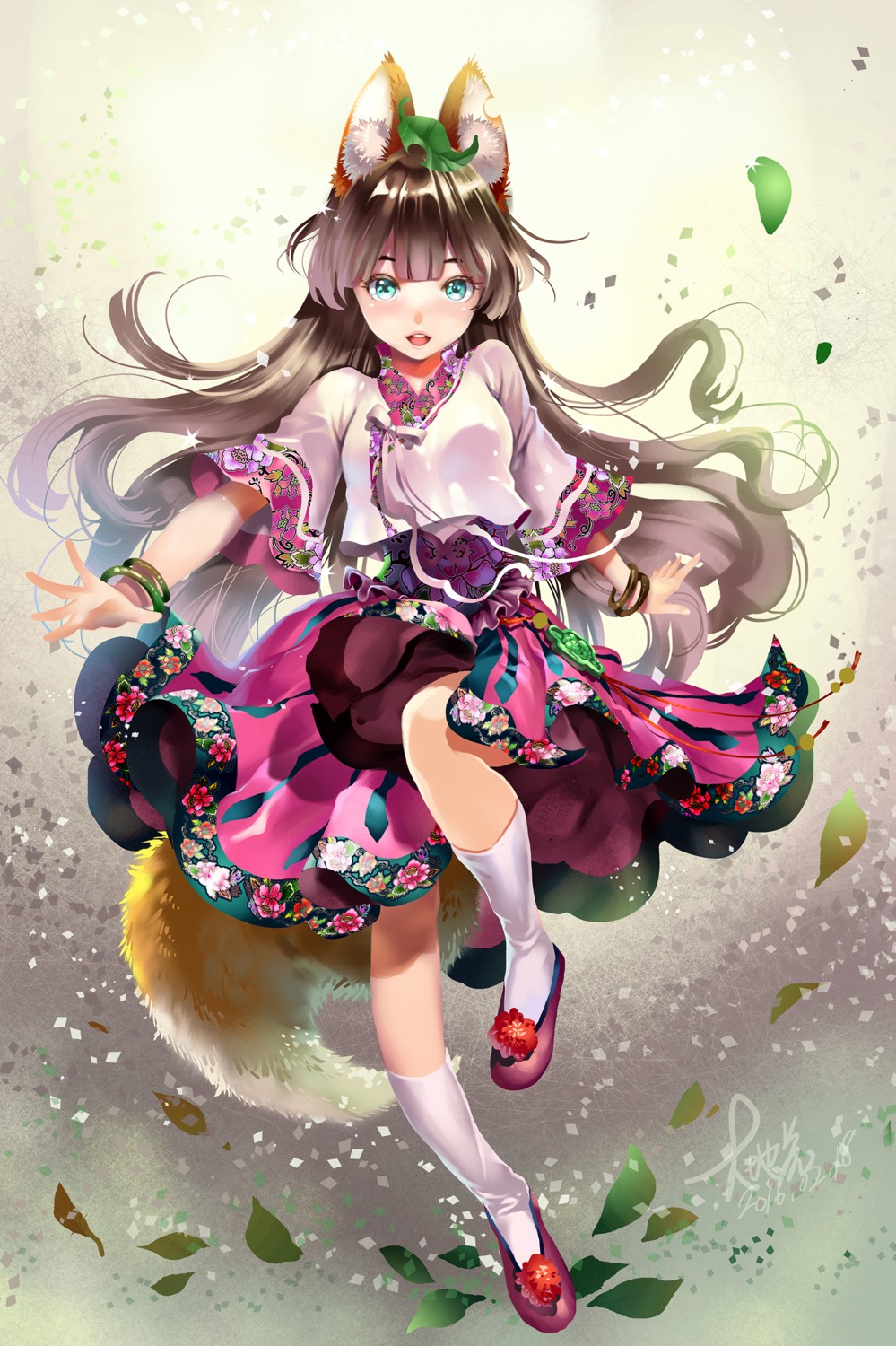 animal_ears, chushengdao, kitsune, tail