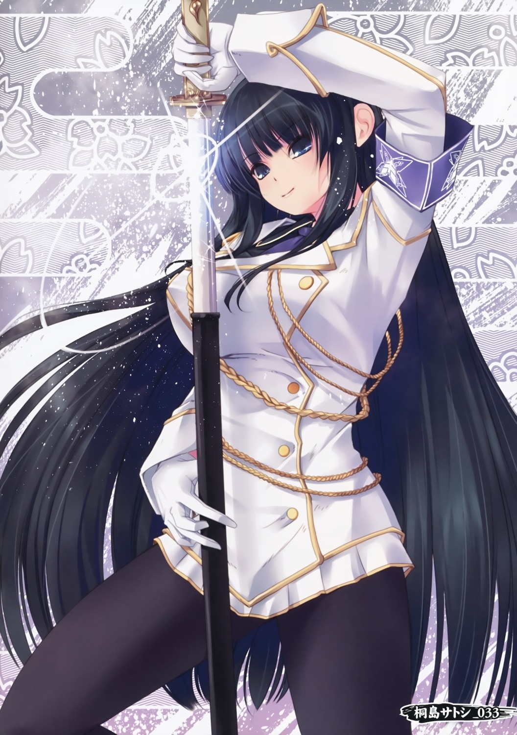 ikaruga, kirishima_satoshi, pantyhose, screening, senran_kagura, sword, uniform