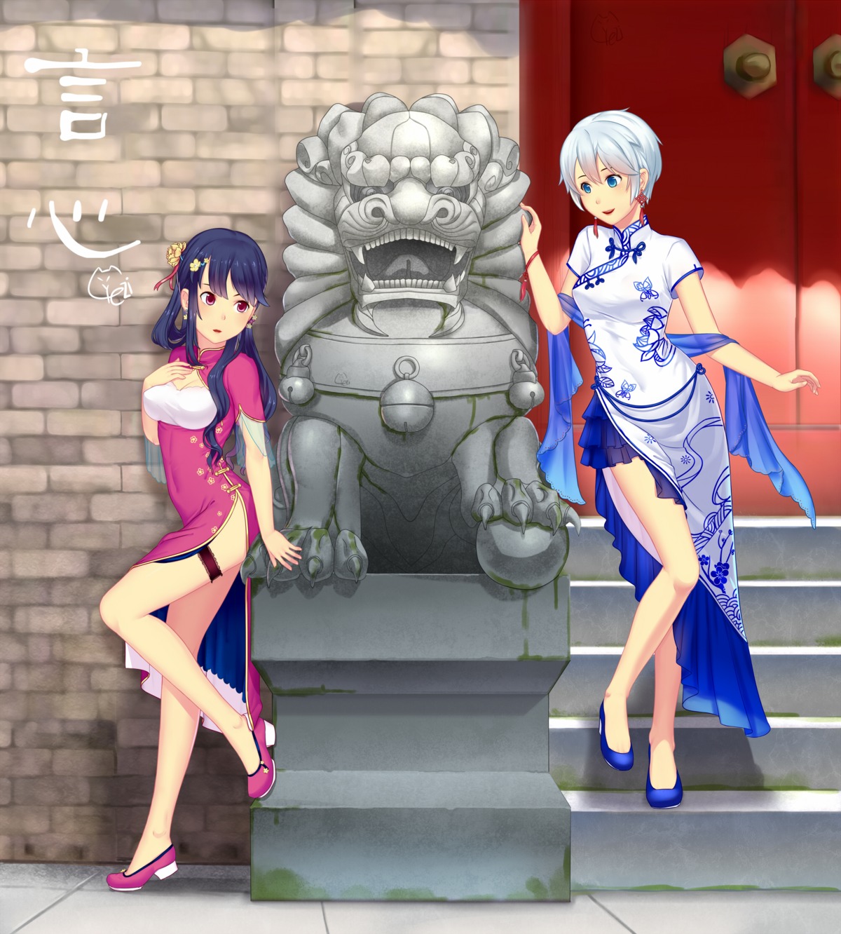 chinadress, cleavage, dongqing_zaozigao, garter, heels, luo_tianyi, nopan, see_through, vocaloid, yuezheng_ling