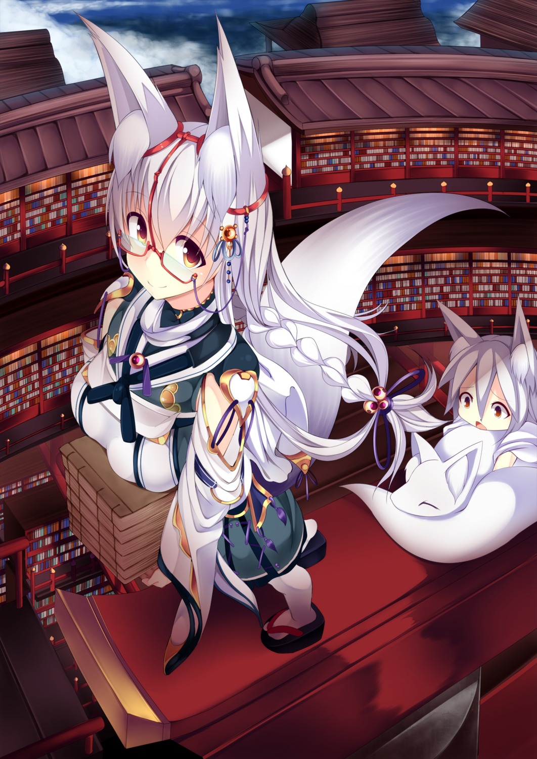 animal_ears, atuuy, kitsune, megane, tail