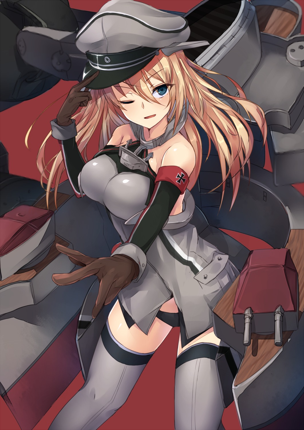 bismarck_(kancolle), kantai_collection, metindone, no_bra, pantsu, thighhighs