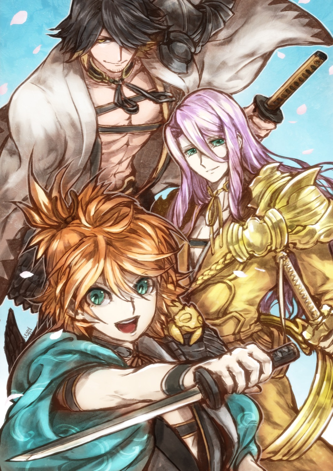 hachisuka_kotetsu, male, nagasone_kotetsu, sword, touken_ranbu, urashima_kotetsu, yoyoichi