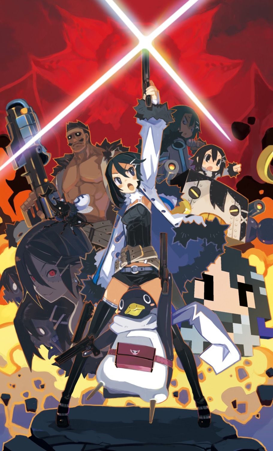 asagiri_asagi, balrog, disgaea, gun, harada_takehito, prinny, thighhighs