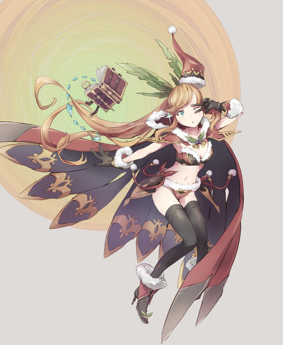 armor, bikini_armor, christmas, clarisse_(granblue_fantasy), cleavage, granblue_fantasy, heels, thighhighs