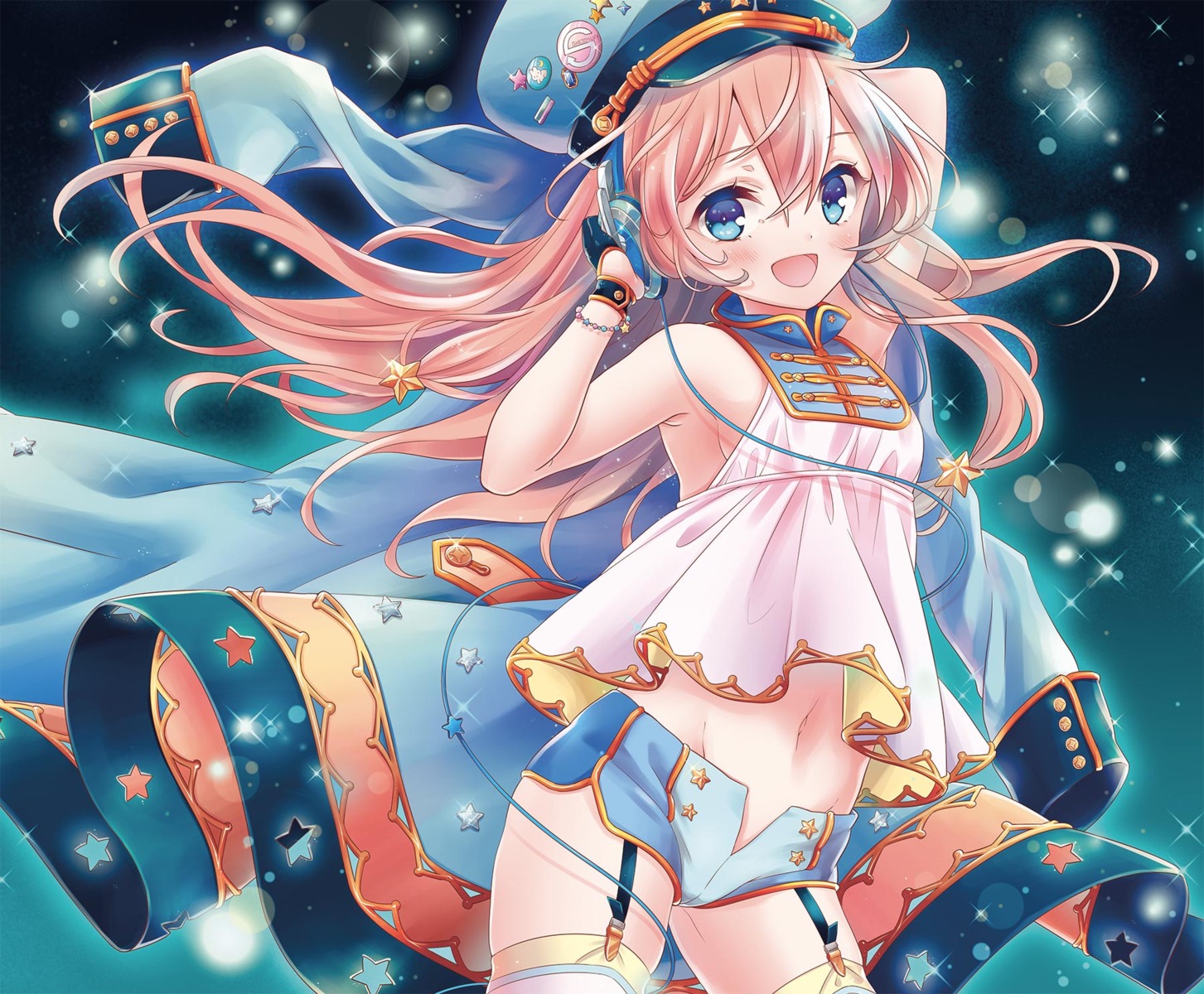 headphones, no_bra, stockings, thighhighs, yutsumoe
