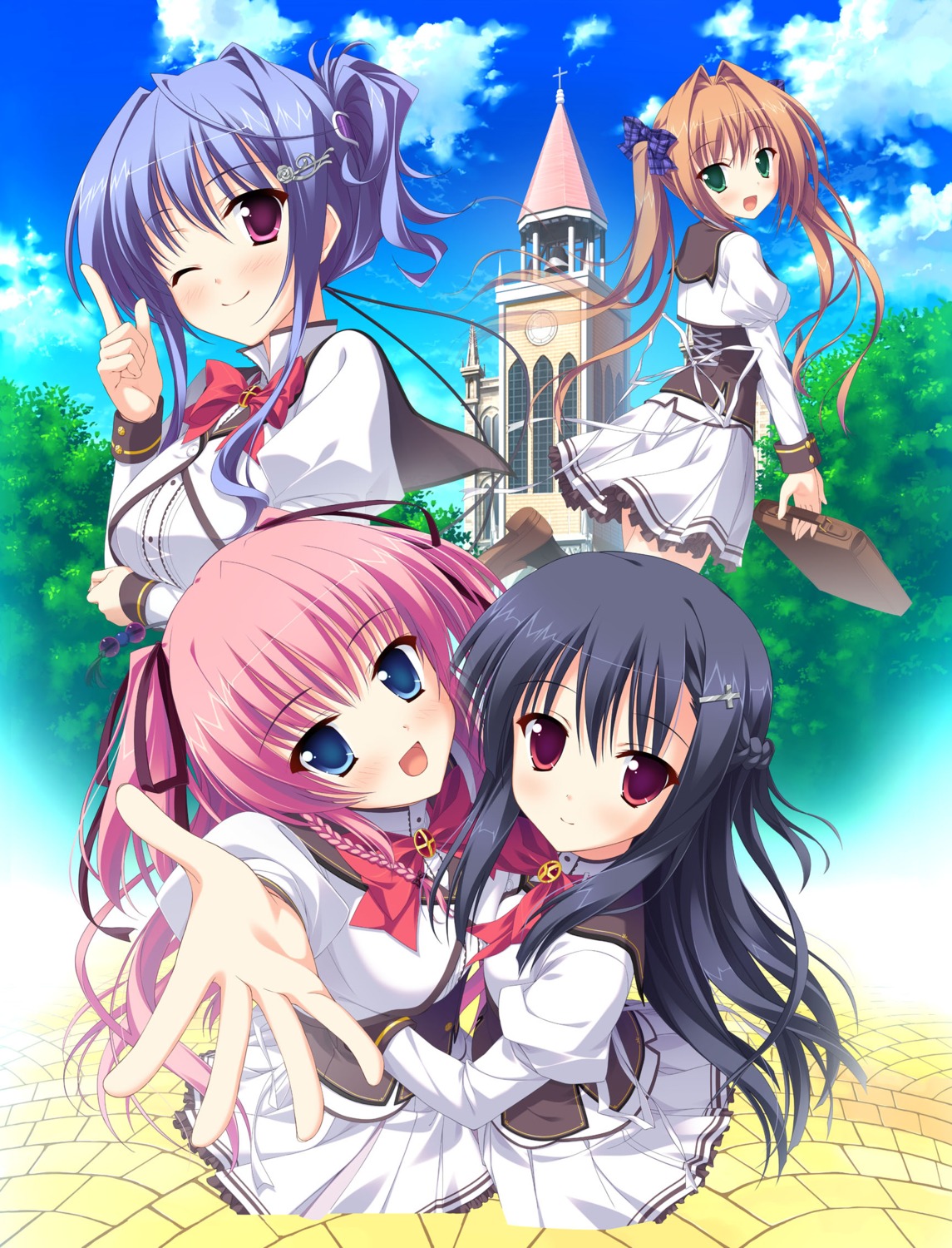 kamiyagi_ruriko, kitamikado_ritsuko, moonstone, princess_evangile, rousenin_rise, saeki_nao, sagisawa_chiho, seifuku