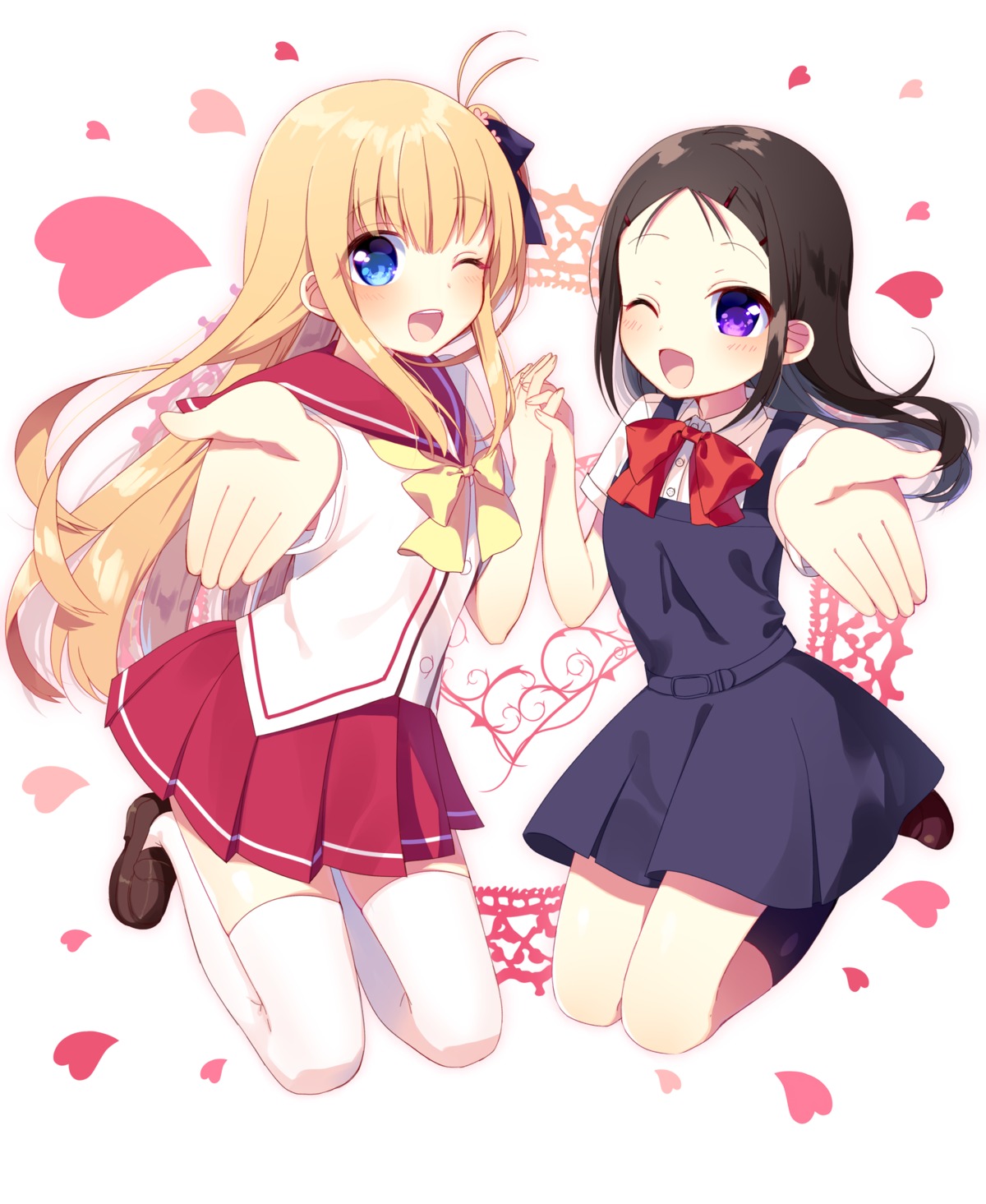 charlotte, mafuyu_(chibi21), nishimori_yusa, otosaka_ayumi, seifuku, thighhighs