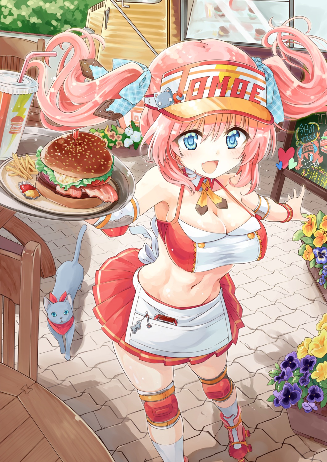 cleavage, naka_akira, neko, waitress