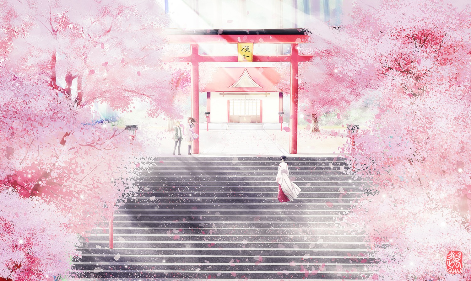 iki_hiyori, landscape, miko, noragami, sanaa, seifuku, yato, yukine_(noragami)