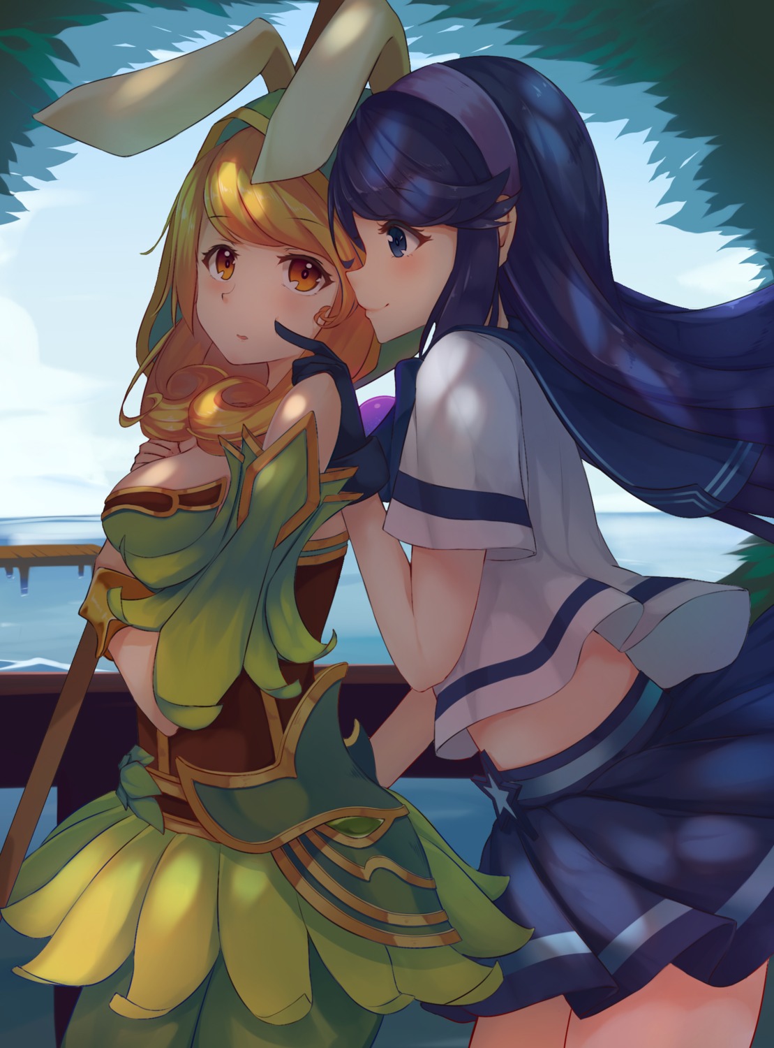 animal_ears, bunny_ears, mhong, seifuku