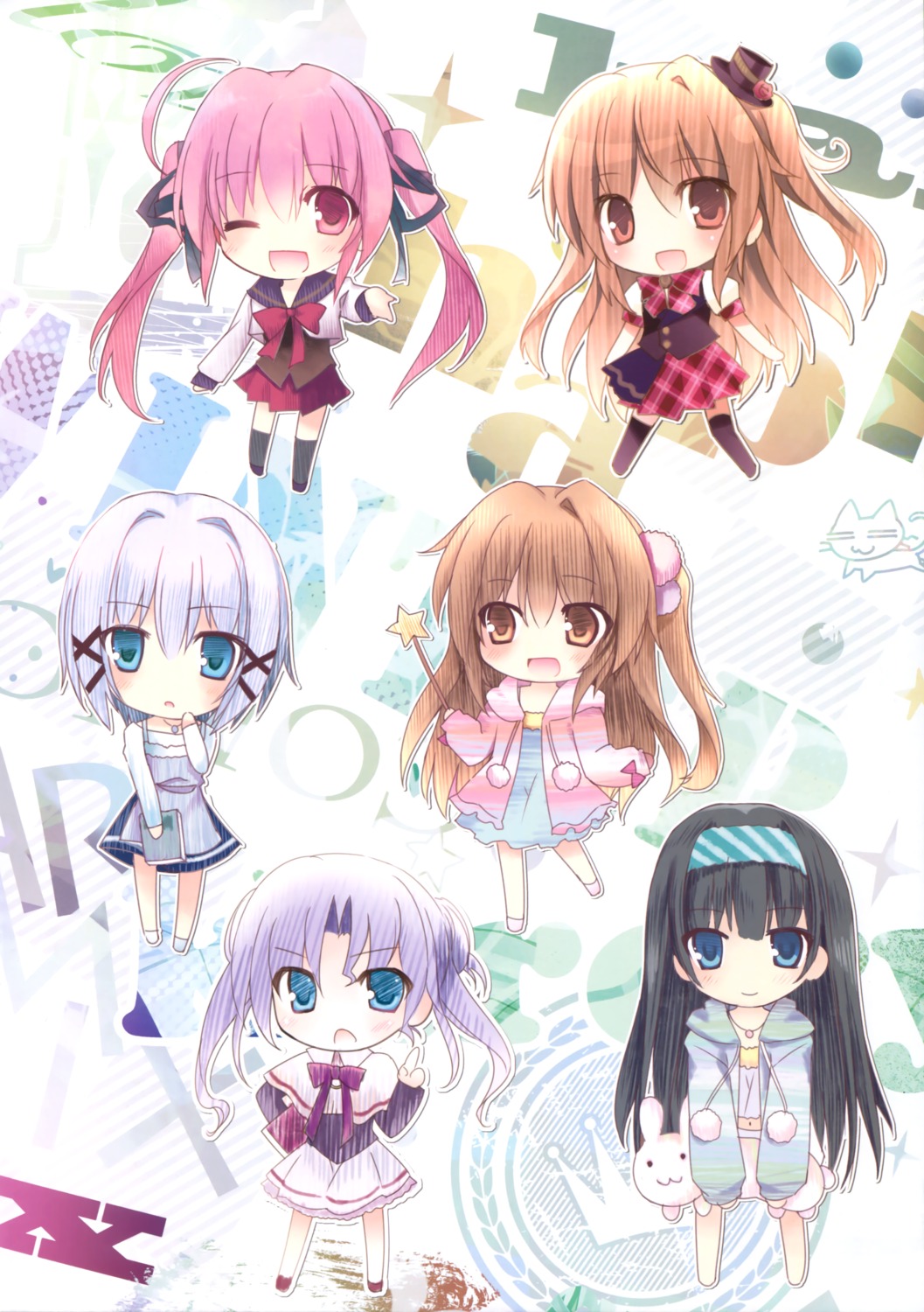 aomi_maika, chibi, dress, karomix, karory, seifuku, thighhighs, tokino_kumo, tsukiishi_koyuki
